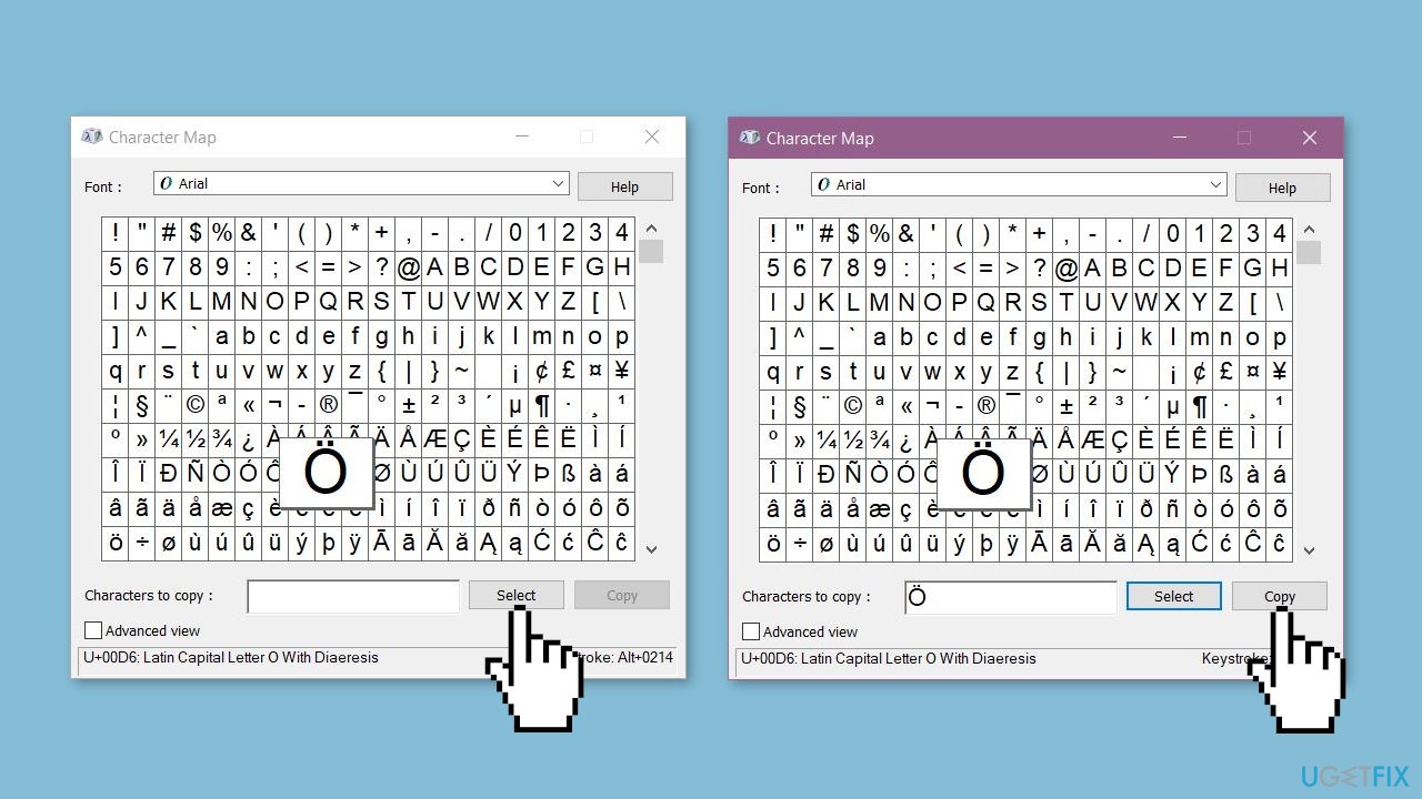 Use the Windows Character Map