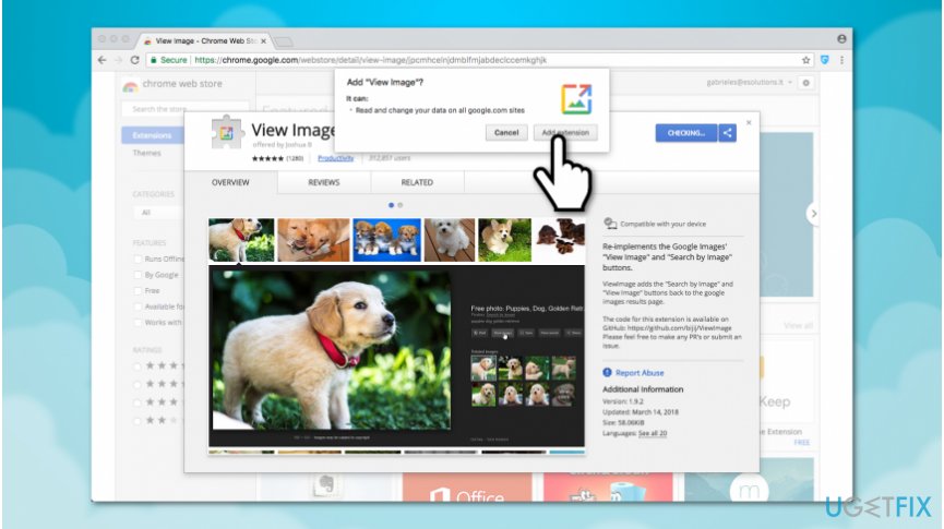 Get back Google View Image button on Chrome