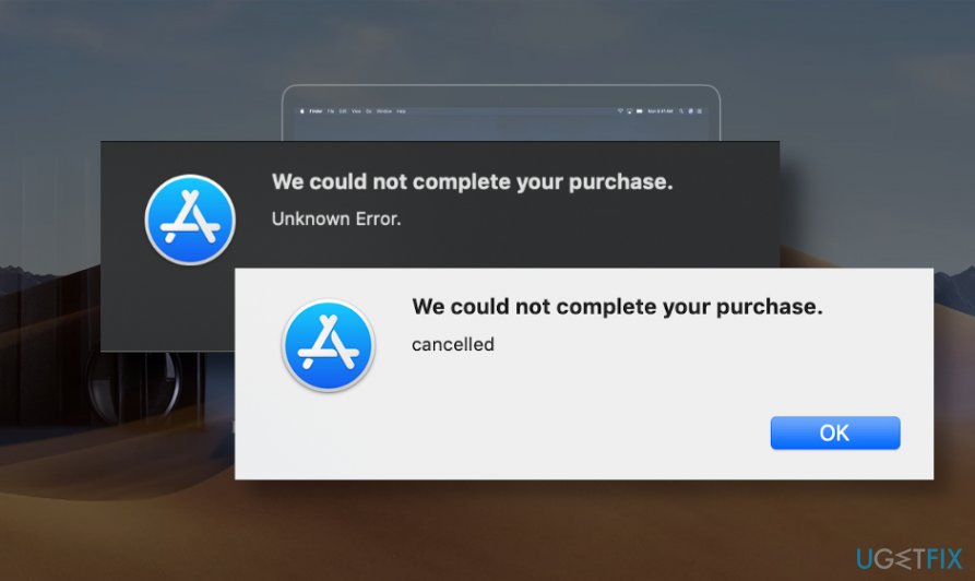 We could not complete your purchase error pop-ups
