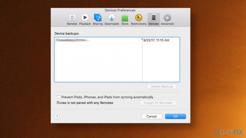 iTunes backup cleaning