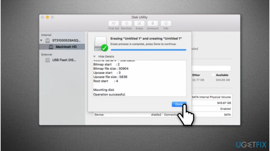 Complete formatting your external drive on Mac
