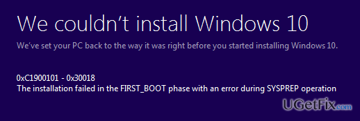 the installation failed in the first_boot phase