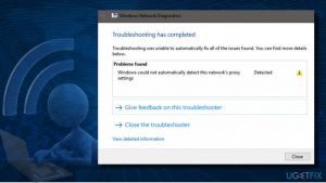 Windows could not automatically detect this networks proxy settings