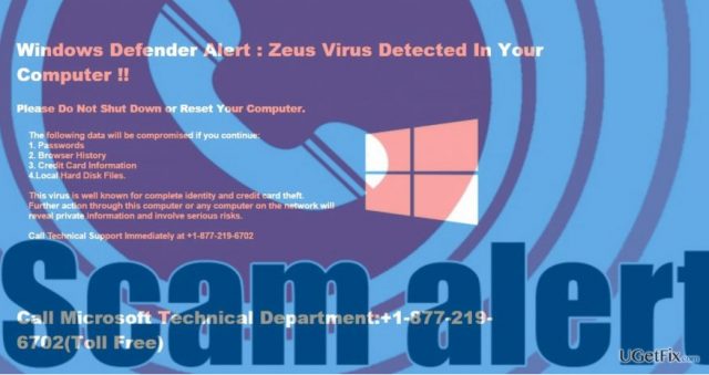 Windows defender alert scam