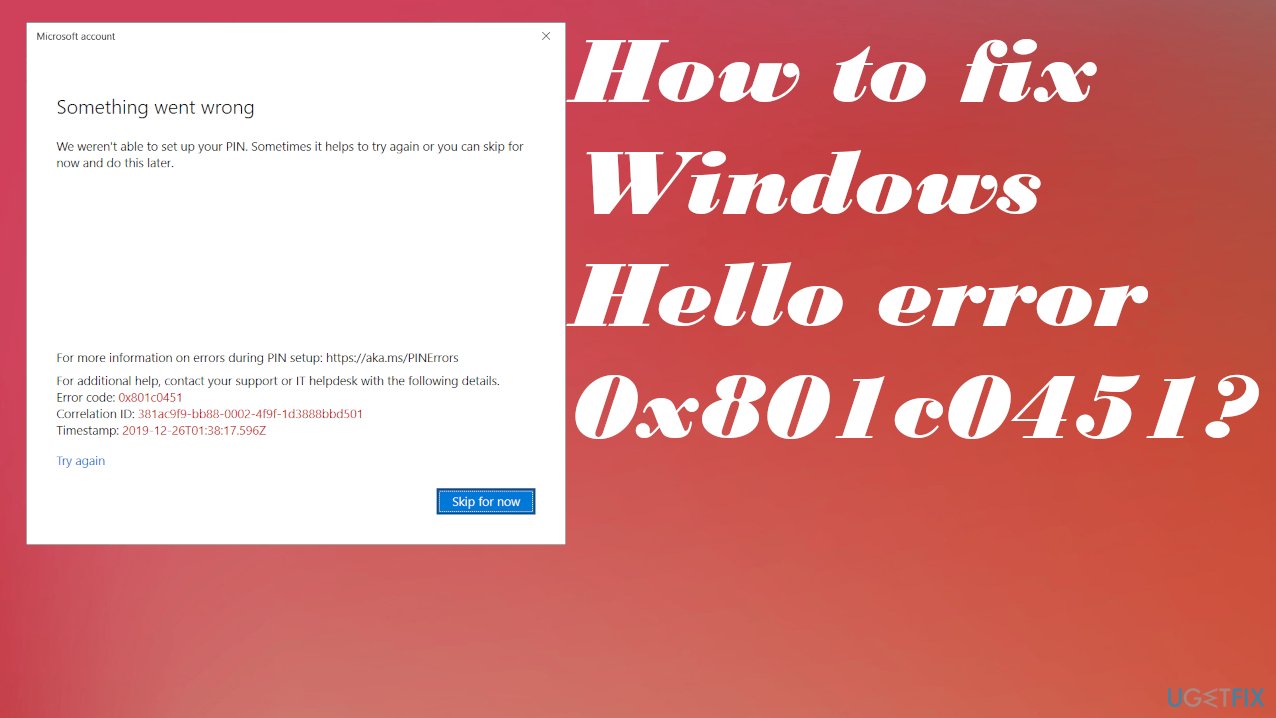Windows Hello error 0x801c0451