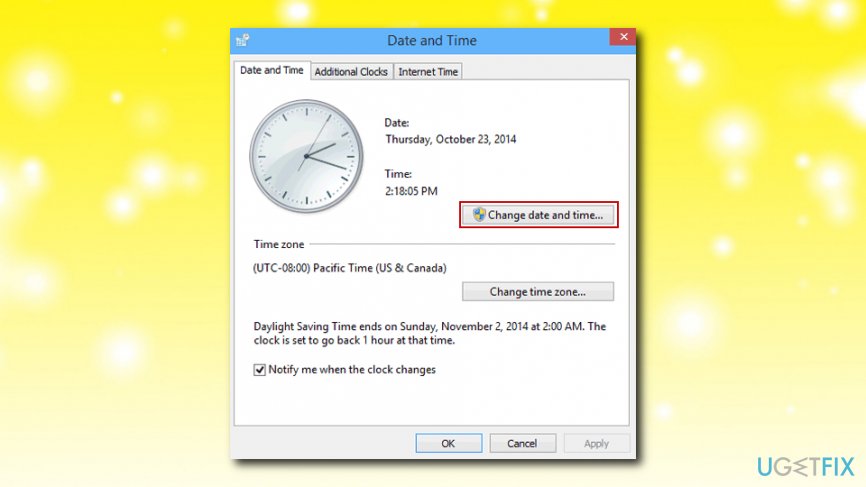 Windows Store error change date