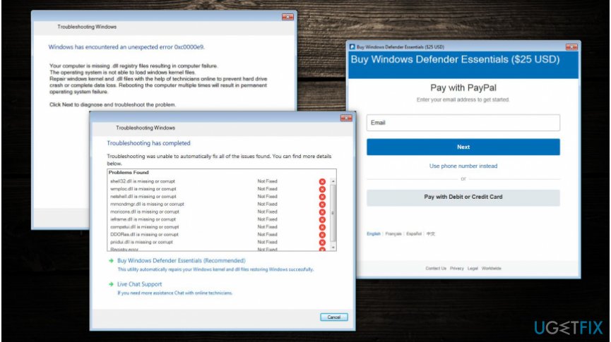 "Windows Troubleshooting" scam image