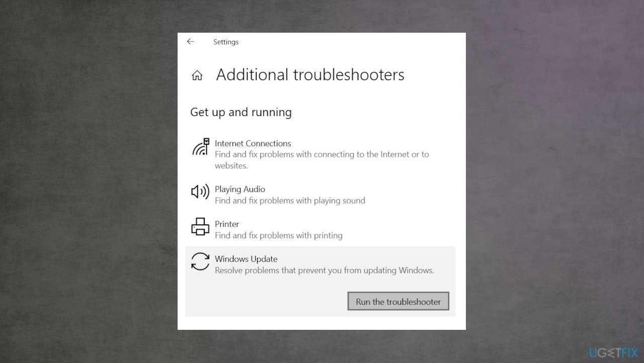 Additional troubleshooters